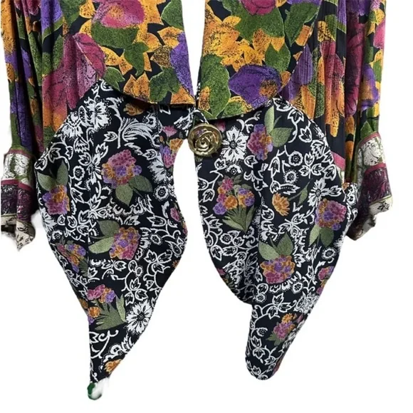 Vintage Mixed Floral Oversized Blazer Jacket 90s Maximalist Art-To-Wear Artsy M - Picture 6 of 13